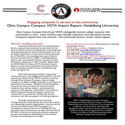 2011 Heidelberg University Ohio Campus Compact VISTA Report