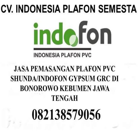 JASA PEMASANGAN PLAFON PVC SHUNDA/ INDOFON GYPSUM GRC DI BONOROWO