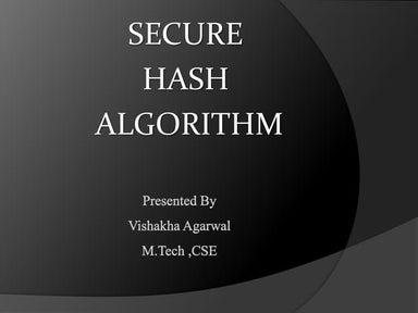 Secure Hash Algorithm