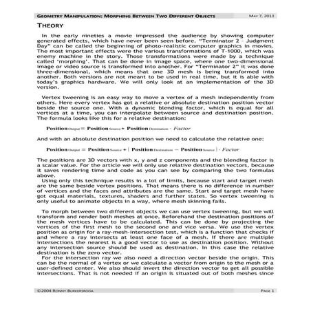 ShaderX³: Geometry Manipulation - Morphing between two different objects