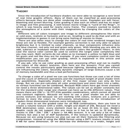 Shader X³: Image Space - Color Grading