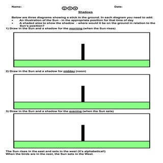 Shadows worksheet