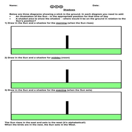 Shadows worksheet