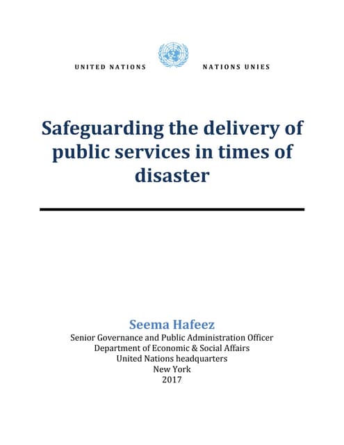 Seema Hafeez Safeguarding delivery of public services during disaster 2016
