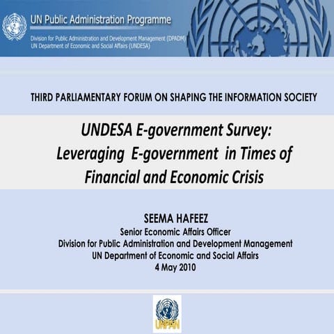 Seema Hafeez presentation on United Nations E-government  Survey Leveraging  ...