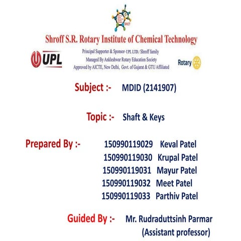 Shaft &amp; keys (machine design & industrial drafting )