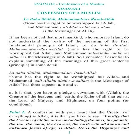 Shahada confession of a muslim (the Testimony of faith)
