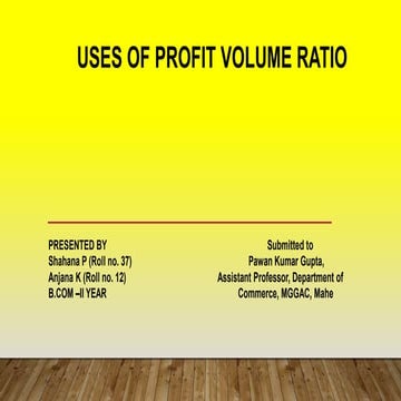 P/V RATIO MANAGEMENT ACCOUNTING 