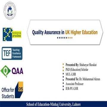 Quality Assurance in UK Higher Education