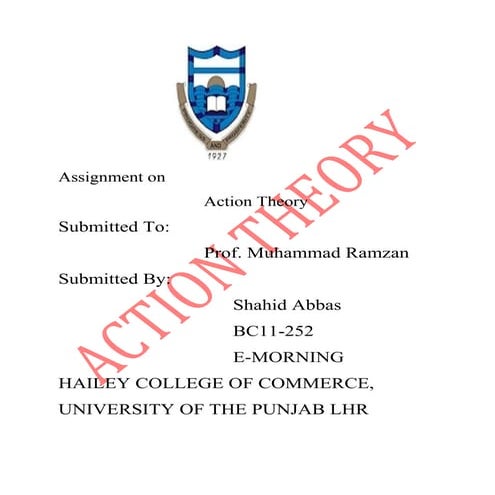 ACTION THEORY OF MANAGEMENT BY SHAHID ABBAS KAHLON JUTT