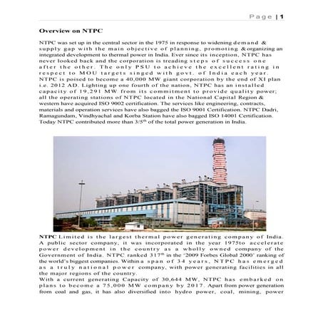 NTPC summer training report