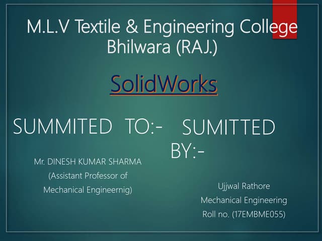 Presentation on Solidworks