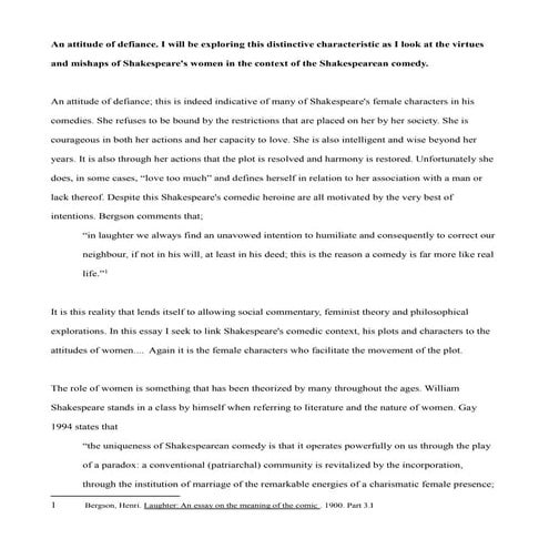 An Attitude of Defiance - Shakespeare's women