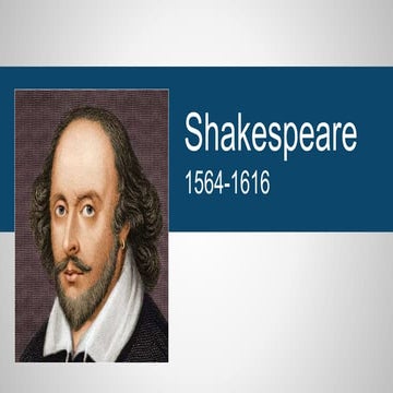 William Shakespeare an English Writer 1564 - 1616