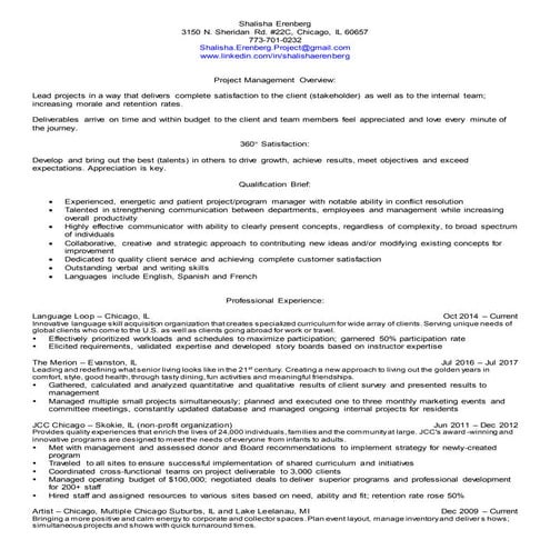 Shalisha Erenberg Non-profit Resume | DOCX