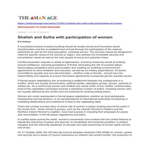 Shalish and sulha with participation of women