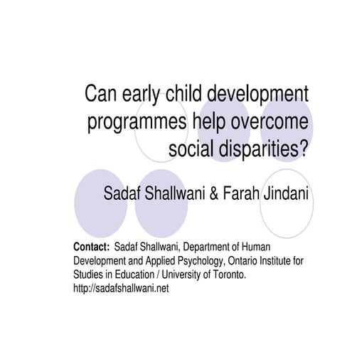 Can early child development programmes help overcome social disparities? (2008)