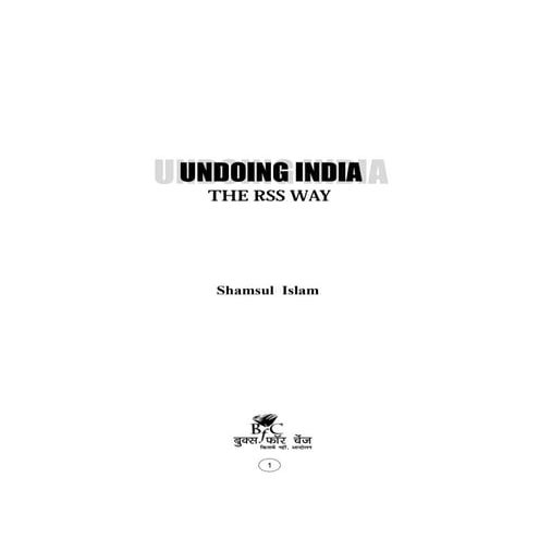 UNDOING INDIA -THE RSS WAY | PDF