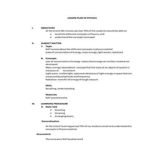 Lesson Plan in Physics