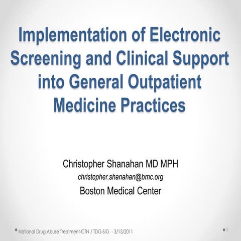 Implementation of Electronic Screening & Clinical Support into General Outpat...