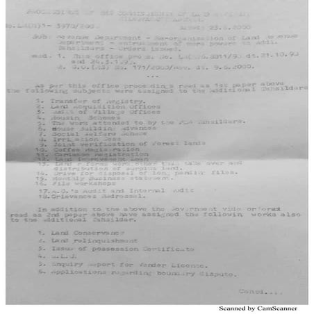 Kerala Land Revenue Department-Duties of Tahsildar Bhoorekha