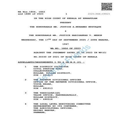 Conservation of paddy and wetland act Kerala  - BTR and settlement register entry is not final.pdf- James Joseph Adhikarathil