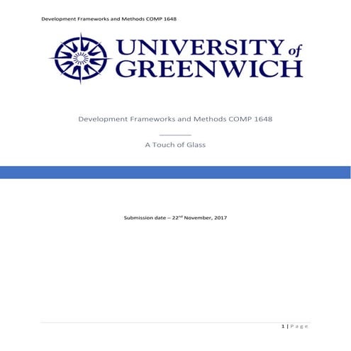 Development Frameworks and Methods COMP1648