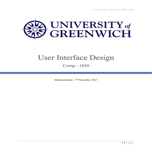User Interface Design COMP 1650
