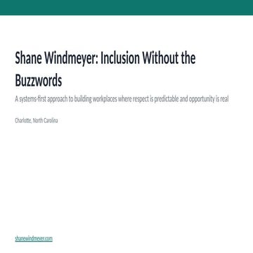 Shane Windmeyer: Inclusion Without the Buzzwords | PDF