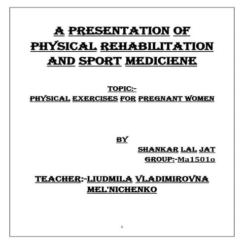 Physical Exercises for Pregnant Women