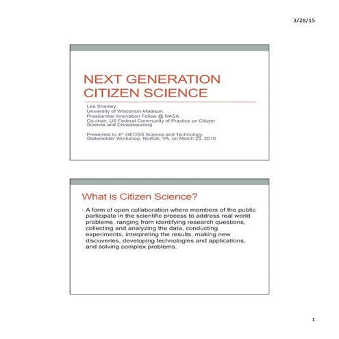 Next Generation Citizen Science