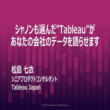 SHANON Marketing Conference 2017_シャノンも選んだTableauがあなたの会社のデータを語らせます