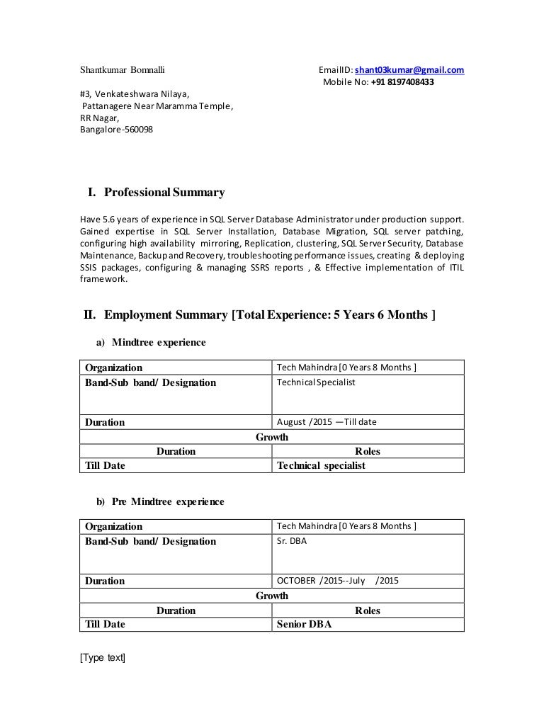 Sql Server Database Administrator Resume cover letter database administrator position database administrator cover letter example junior sql dba resume Shantkumar Resume Sql Server Database Administrator Resume sr database administrator resume samples Shantkumar Resume