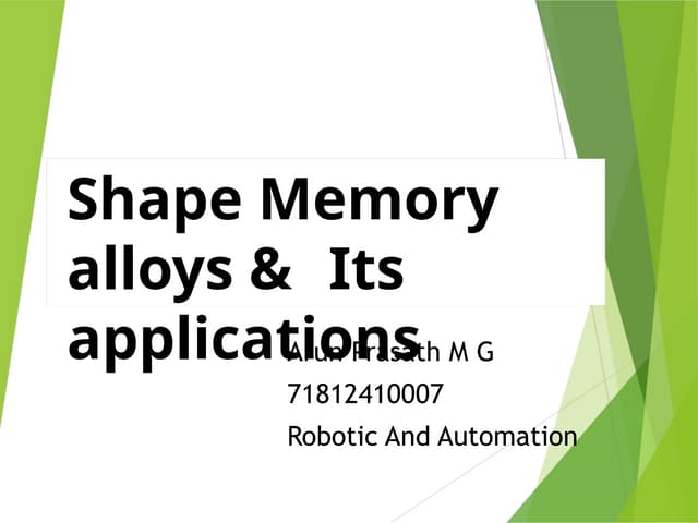 Shape memory alloys | PPTX