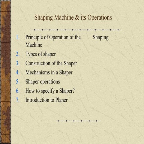 Shaping, planing and slotting operations | PDF