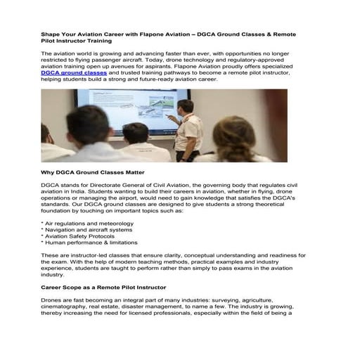 Shape Your Aviation Career with Flapone Aviation – DGCA Ground Classes ...