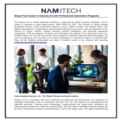 Shape Your Career in Industry 4.0 with Professional Automation Programs