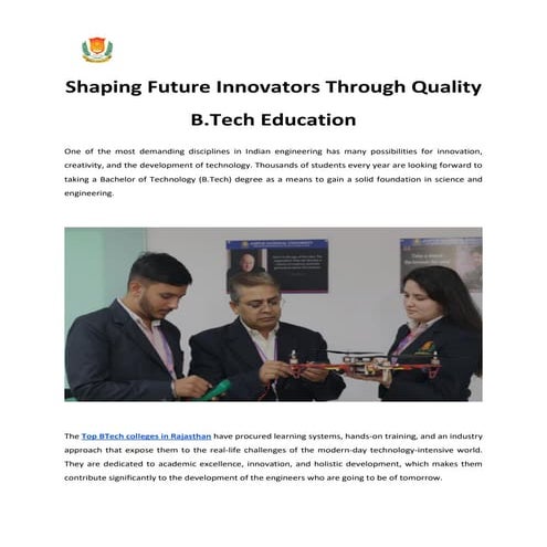 Shaping Future Innovators through Quality B Tech Education