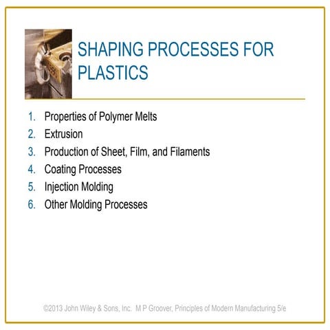 Shaping processes for plastics