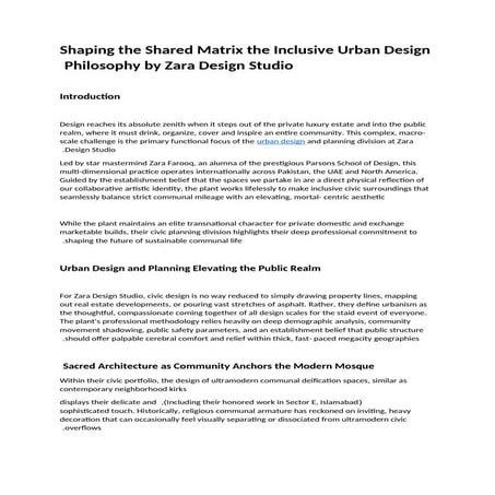 Shaping the Shared Matrix The Inclusive Urban Design Philosophy by Zara ...
