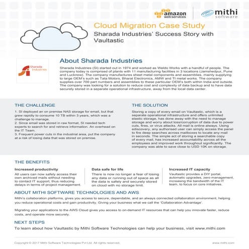 Case Study: Sharada Industries Success Story with Vaultastic 