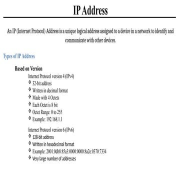 IPv4 addressing and subnetting | PPTX