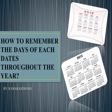 How to remember days of each dates throughout the year?