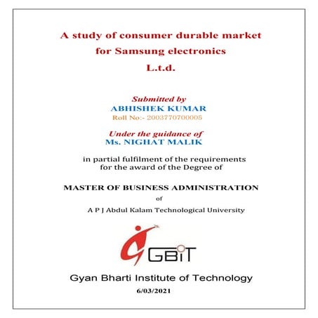 A study of consumer durable market 