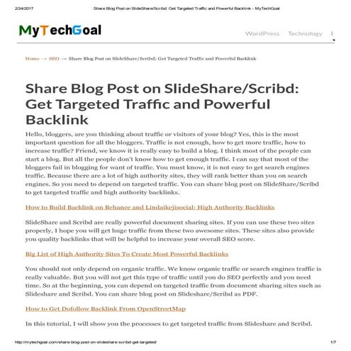 Share blog post on slide share scribd_ get targeted traffic and powerful backlink