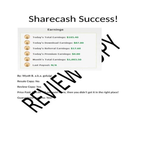 Share cash sucess! review 1,  make money online from home