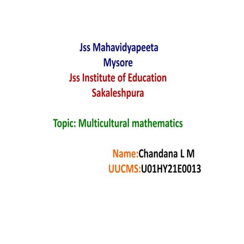 Multicultural mathematics 