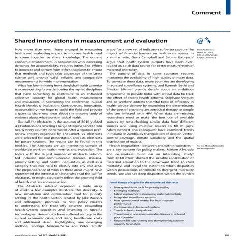 Shared innovations in measurement and evaluation
