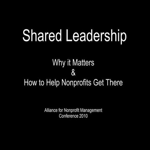 Shared Leadership Session: Alliance for Nonprofit Management