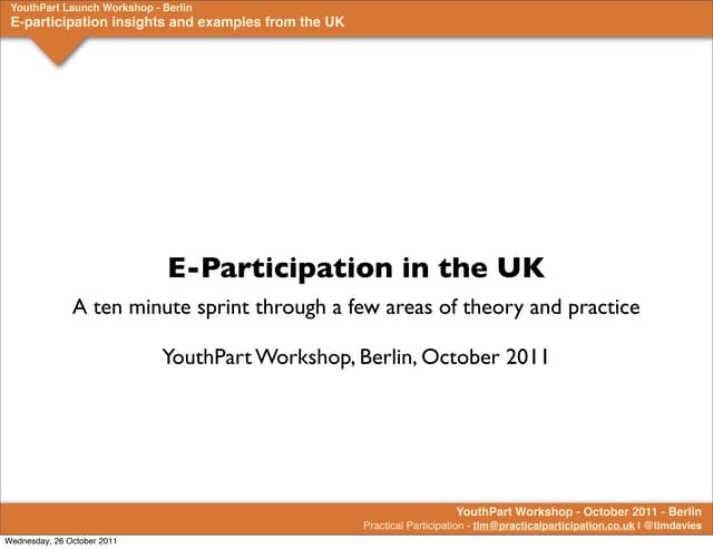 Youth Part - eParticipation Ideas and Insights from the UK